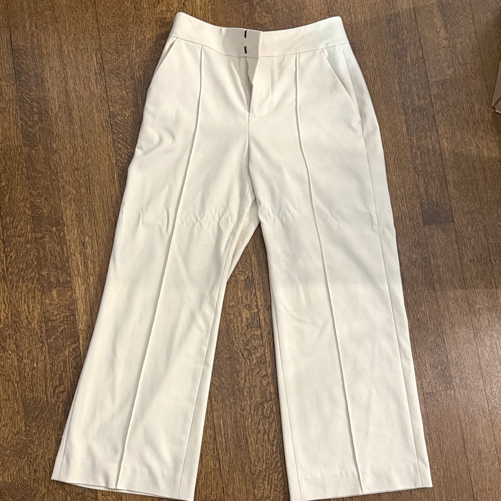 Alice + Olivia Cream Cropped Wide Leg Pants